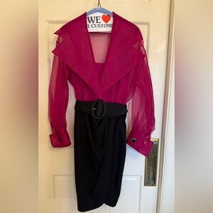 A.J. Bari Fuchsia Mixed-Media Cocktail Dress